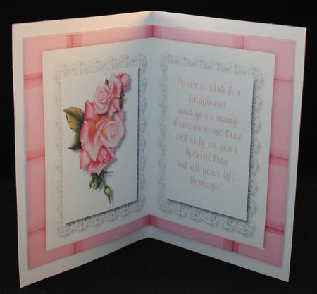 Incert in Pink with Verse and Pink Roses  by Yvonne Middleton