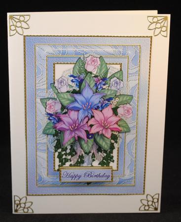 Multi Occasion Lily Bouquet Greeting Card with Decoupage by Yvonne Middleton