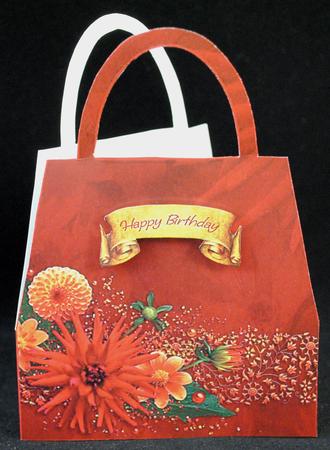 Dahlias Handbag Shaped Card by Yvonne Middleton