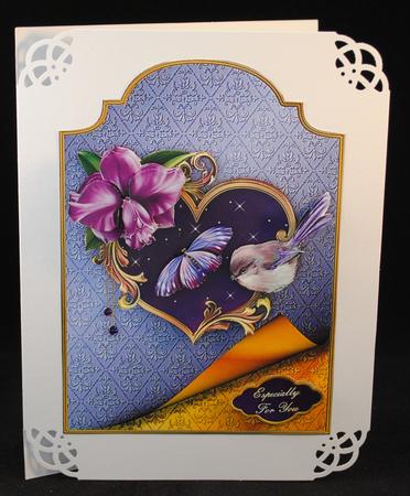 Lilac Orchid Shaped Card Front with Step by Step by Yvonne Middleton