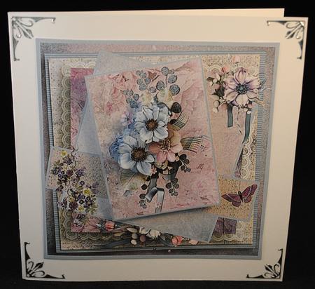 Blue Poppies Card with Decoupage by Yvonne Middleton