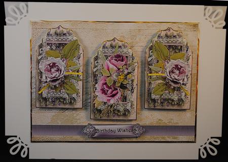 Lilac Rose Panel Card with Toppers by Yvonne Middleton
