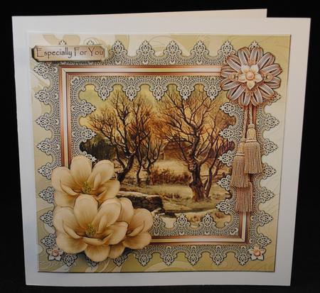 Winter View in Lace Frame & Magnolias by Yvonne Middleton