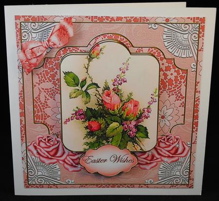 Pink Roses Easter Wishes Special 8in Tag N' Envelope Kit by Yvonne Middleton