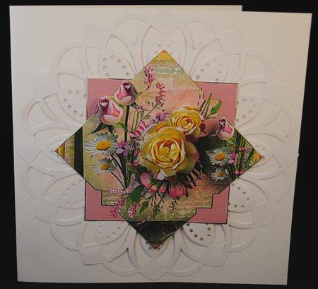 Rose and Daisy Diamond Shape Card by Yvonne Middleton