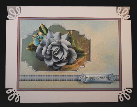 Blue Rose Card with Decoupage by Yvonne Middleton