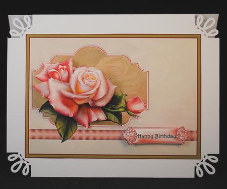 Pink Rose Card with Decoupage by Yvonne Middleton
