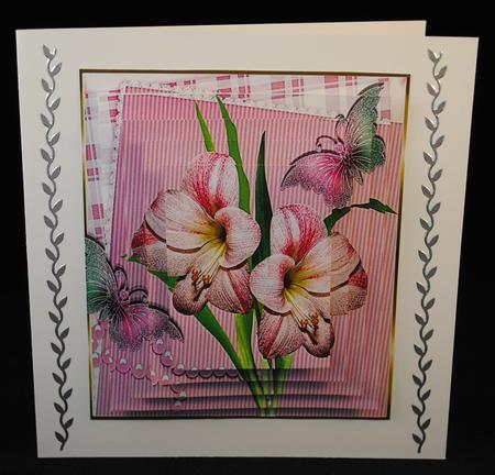 Pretty Pink Lily with Butterflies in Ornate Frame Pyramids by Yvonne Middleton
