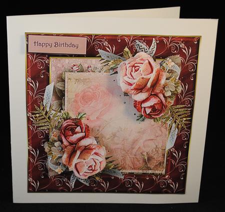 Winter Rose Card with Decoupage by Yvonne Middleton