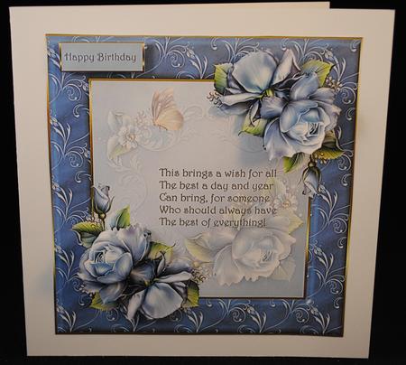 Blue Rose and Butterfly with Verse Card by Yvonne Middleton