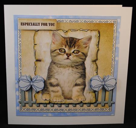 Cute Kitten Bleu Vintage Paper by Yvonne Middleton