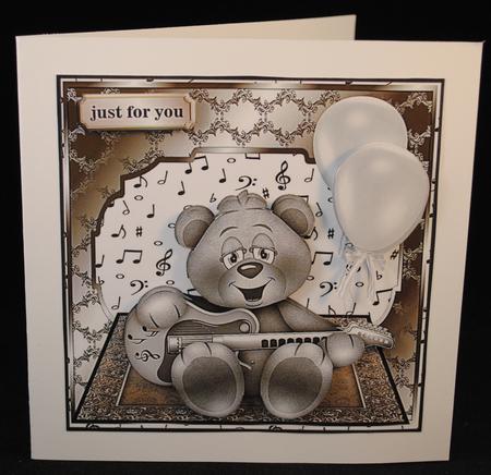 Birthday Bear Black & White Music by Yvonne Middleton