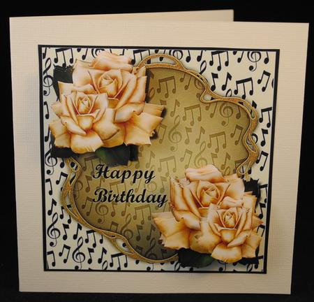 Antique Roses Happy Birthday by Yvonne Middleton