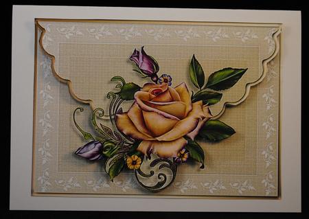 Pretty Roses Scalloped Edge Faux Envelope Card by Yvonne Middleton