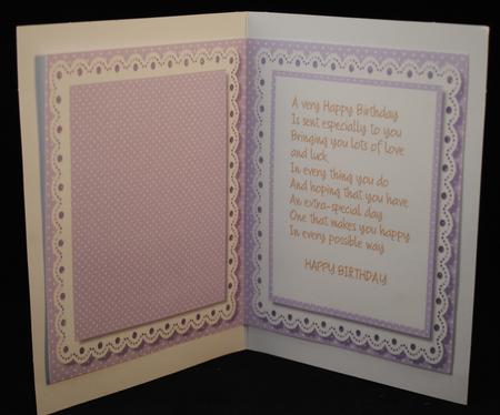 Incert Lilac Polka Dot with Verse  by Yvonne Middleton