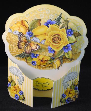 Yellow Roses Gatefold Pyramage Shaped Card & Bonus Envelope by Yvonne Middleton