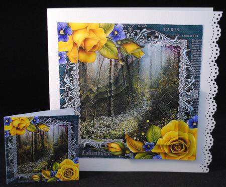 Cardtopper with Inlet Yellow Roses 323 by Yvonne Middleton