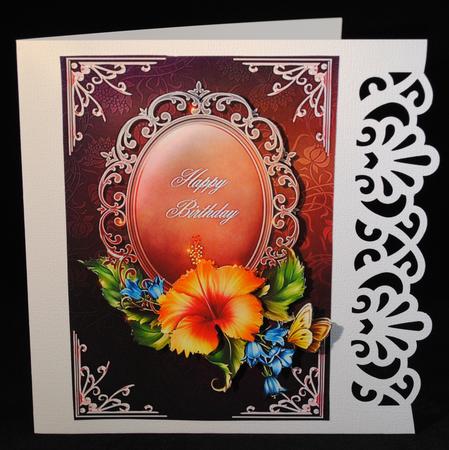 Birthday Hibiscus and Bells Card Front by Yvonne Middleton