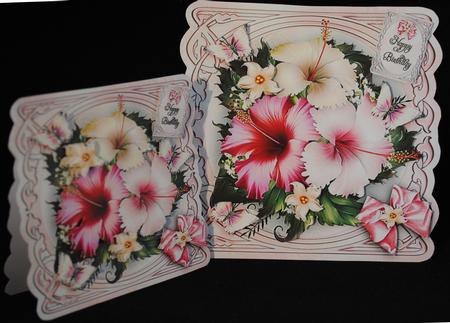 Vintage Elegant Decorative Hibiscus Flowers Card by Yvonne Middleton