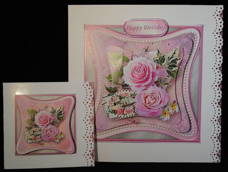 Pink Roses - Curved Frame Card Mini Kit by Yvonne Middleton