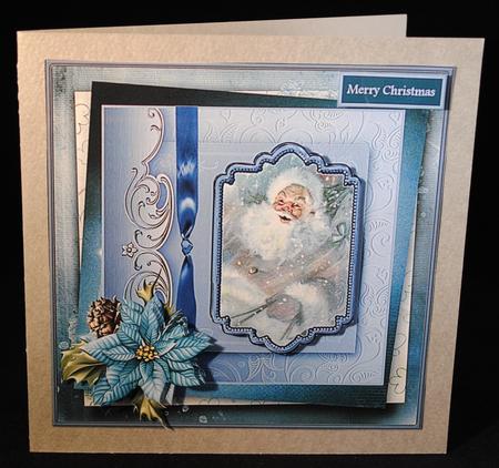 Vintage Santa 7x7 Card with Decoupage by Yvonne Middleton