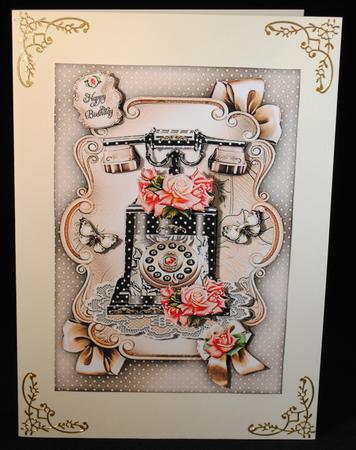 Antique Telephone with Roses Card by Yvonne Middleton