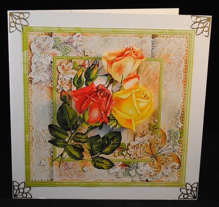 Vintage Rose 7x7 Card Mini Kit and Butterfly by Yvonne Middleton