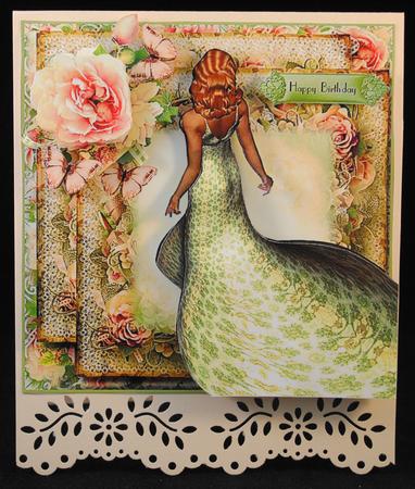 The Silk Green Dress Card Front Kit by Yvonne Middleton