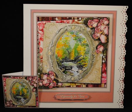 Vintage Roses and Stream Scene by Yvonne Middleton