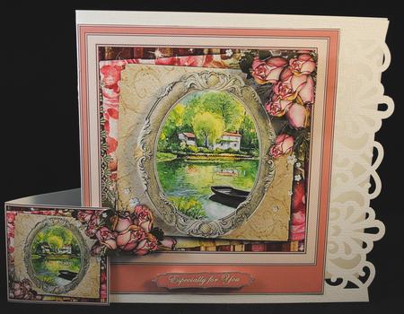 Vintage Roses and Lake House Scene by Yvonne Middleton