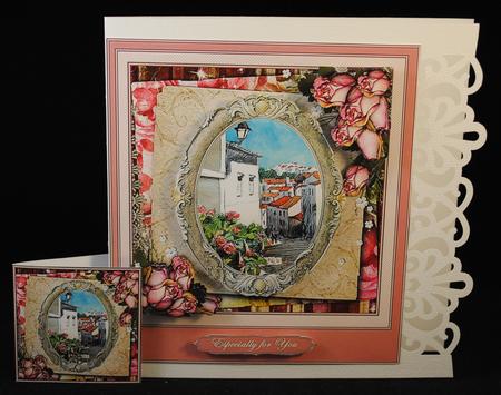 Vintage Roses and Village Scene by Yvonne Middleton