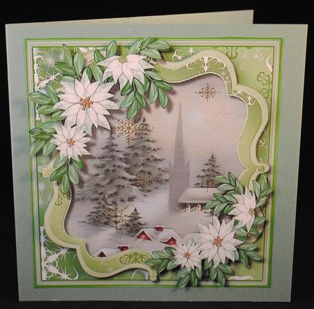 Lovely Green Bracket Scene with White Poinsettias  by Yvonne Middleton