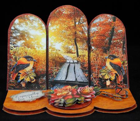Autumn Pathways Shaped Easel Card Plus Envelope and Gift Car by Yvonne Middleton