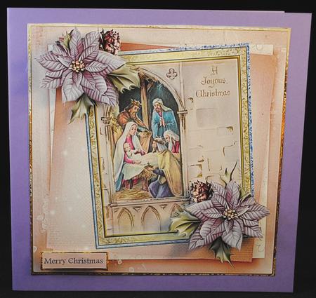 Joy at Christmas 7x7 Card with Decoupage by Yvonne Middleton
