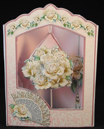 Cream Roses - Teardrop Pendant Card Mini Kit by Yvonne Middleton