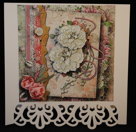 Vintage Flowers Offset Panel Large Square Card Front by Yvonne Middleton