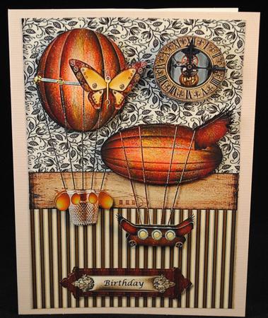Male Card Steampunk Hot Air Ballons by Yvonne Middleton