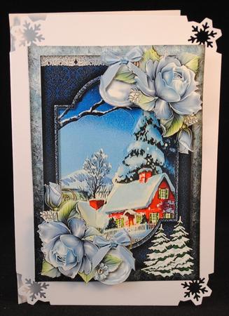 Vintage Snowscene & Winter Roses by Yvonne Middleton