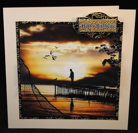 Sunset Dock Fishing Gold by Yvonne Middleton