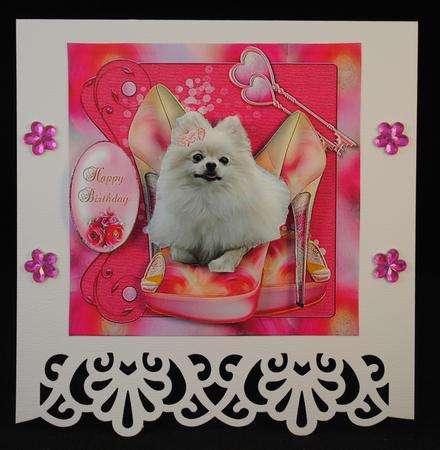 Pomeranian Fashion Guard Topper with Decoupage by Yvonne Middleton