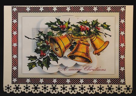Vintage Christmas Gold Bells Scalloped Pyramid by Yvonne Middleton