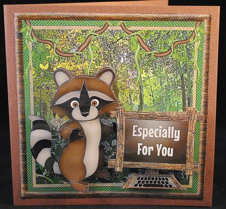 Raccoon and Wooden Computer Card Mini Kit by Yvonne Middleton