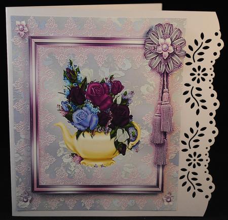 Purple Tea Pot Roses Just for You Topper and Tags by Yvonne Middleton