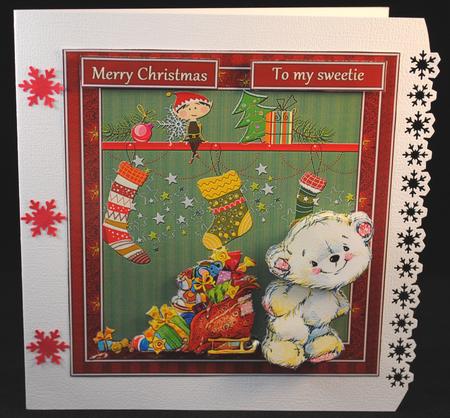 Christmas White Teddy Bear by Yvonne Middleton