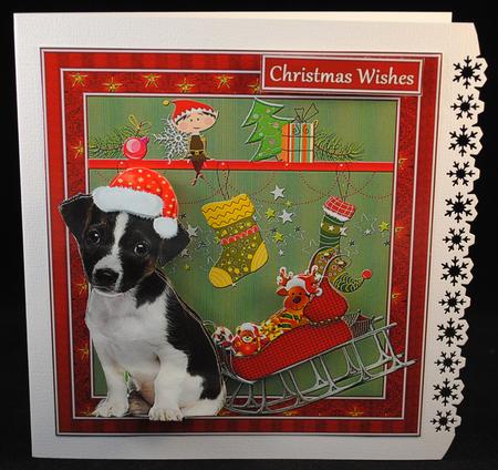 Christmas with Jack Russell Puppy by Yvonne Middleton