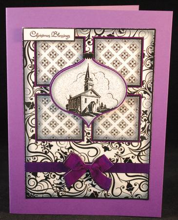 Christmas Decoration Church Silhouette 4 Square Card by Yvonne Middleton