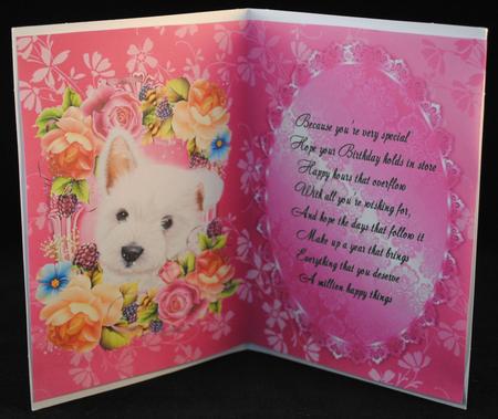 Gorgeous Westie in Bed of Flowers Insert by Yvonne Middleton