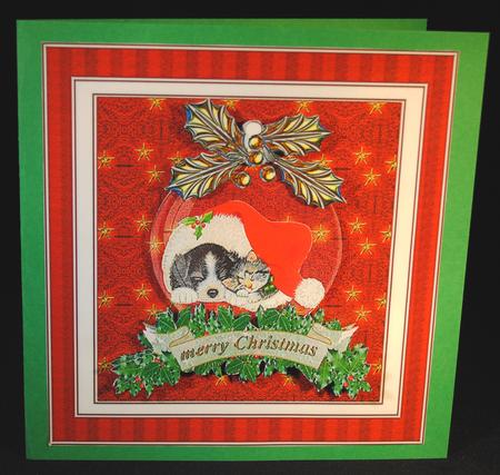 Christmas Bauble Puppy and Kitten by Yvonne Middleton