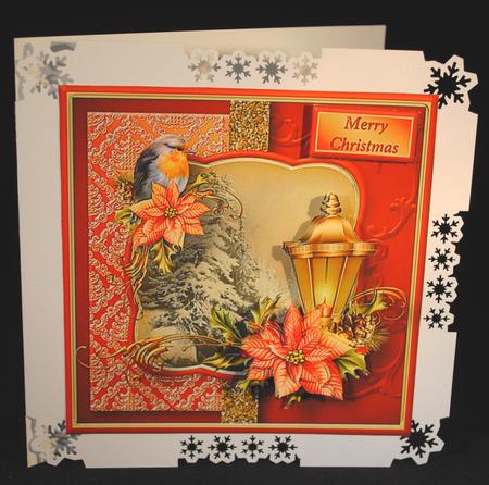 Christmas Lantern Decoupage Card Front by Yvonne Middleton