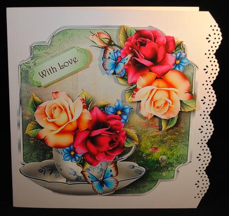 Teacup, Saucer & Summer Roses by Yvonne Middleton